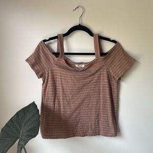 Madewell mocha brown cold shoulder top, size medium